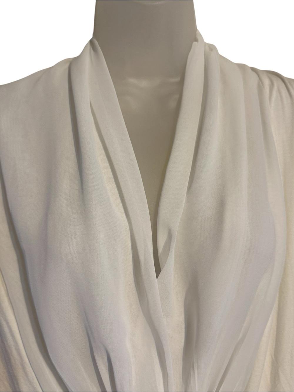 NWT Ivory Draped V-Neck Long Sleeve Bodysuit LARGE GORGEOUS #Y - Picture 2 of 12